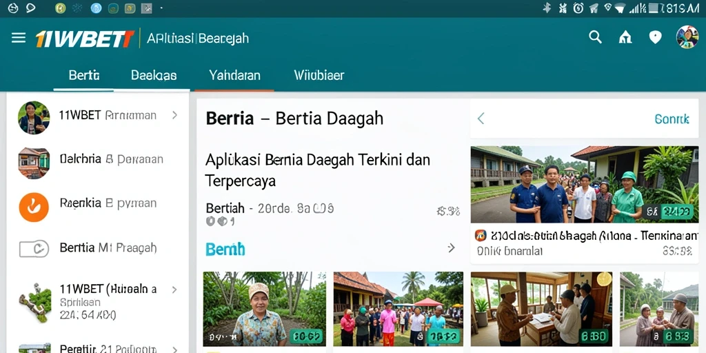 Antarmuka utama 11WBET yang menampilkan berita daerah terbaru.