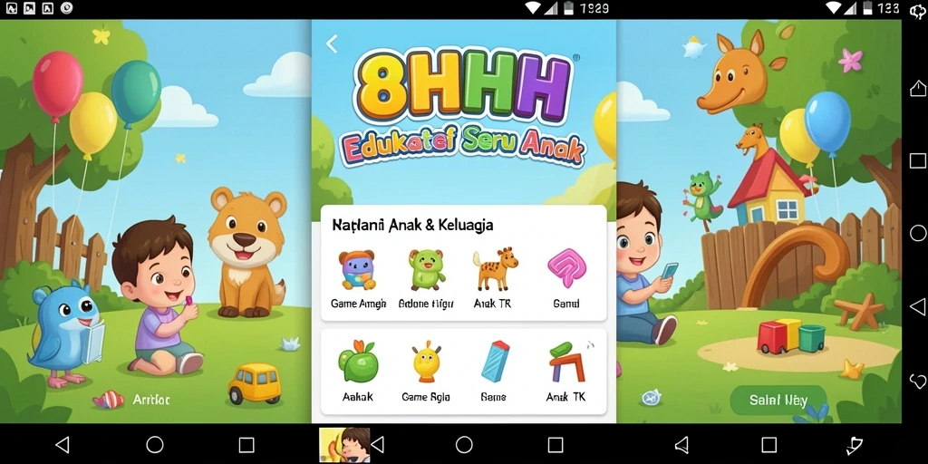 Antarmuka warna-warni dan menyenangkan dari aplikasi Game Anak TK.