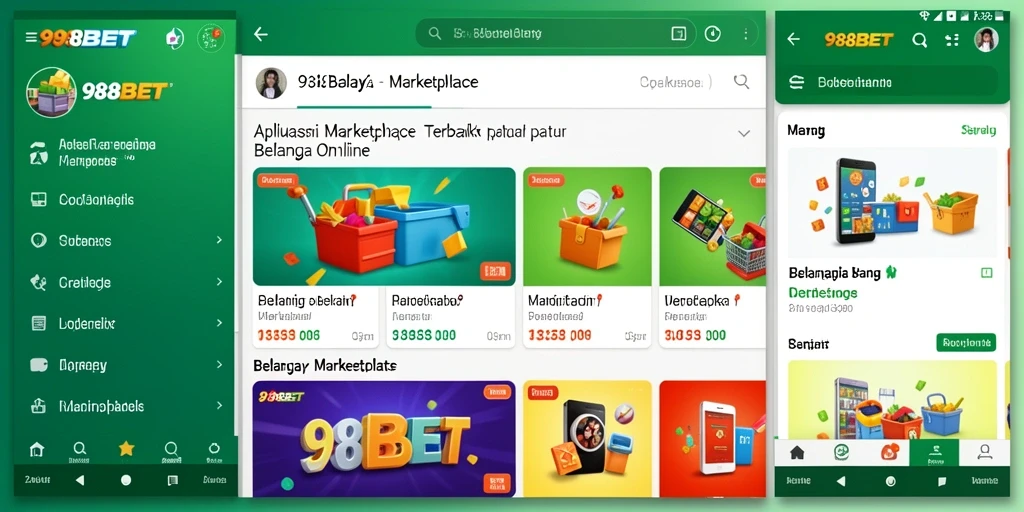 Tampilan antarmuka utama aplikasi Marketplace 988BET yang menarik.