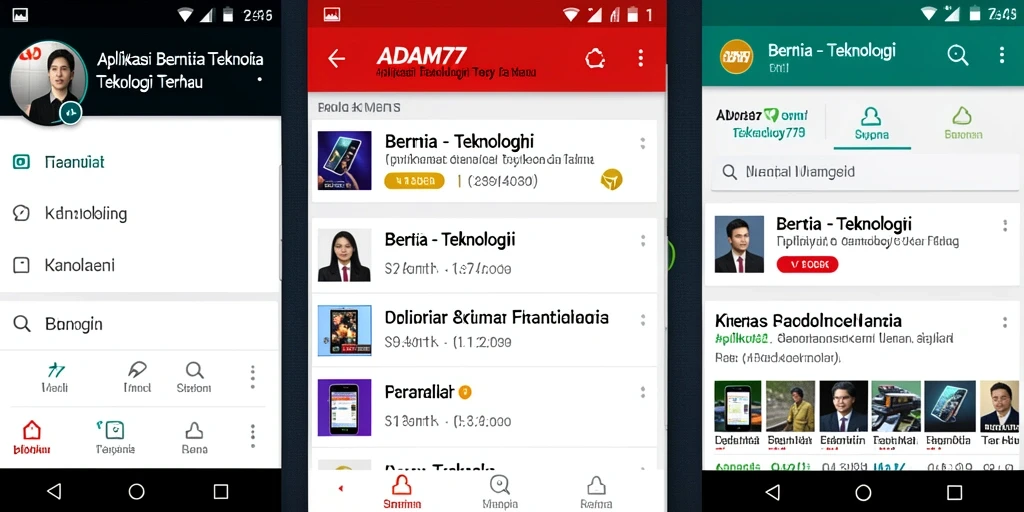 Screenshot utama ADAM77 menampilkan antarmuka aplikasi berita teknologi.