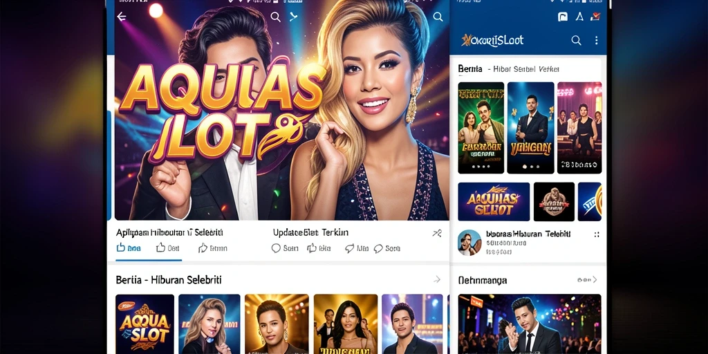 Antarmuka aplikasi AQUASLOT menampilkan berita selebriti terkini dengan mudah.