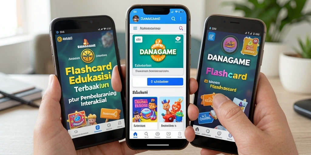 Antarmuka aplikasi Flashcard DANAGAME yang interaktif dan menarik.