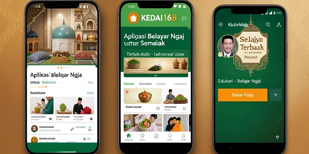 Antarmuka KEDAI168 yang interaktif dalam belajar ngaji.