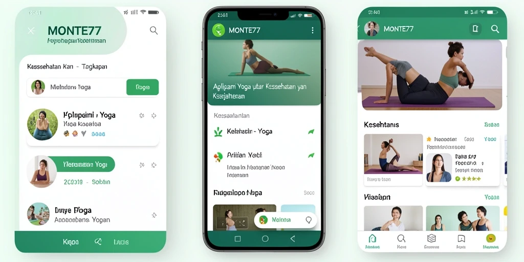 Antarmuka aplikasi MONTE77 yang ramah pengguna untuk latihan Yoga.