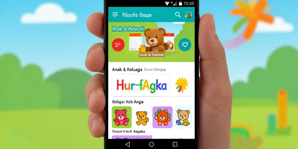 Antarmuka PRG007 yang colorful dan interaktif untuk belajar huruf dan angka.