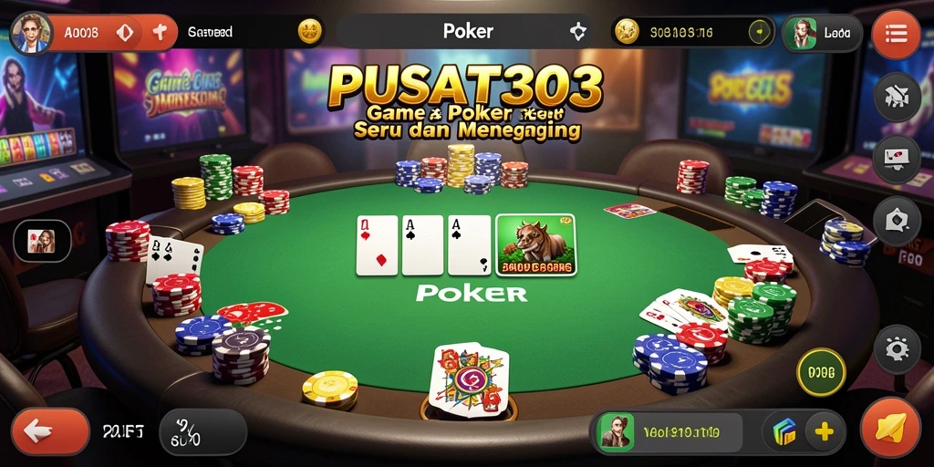 Screenshot antarmuka PUSAT303 menampilkan permainan poker yang menarik.