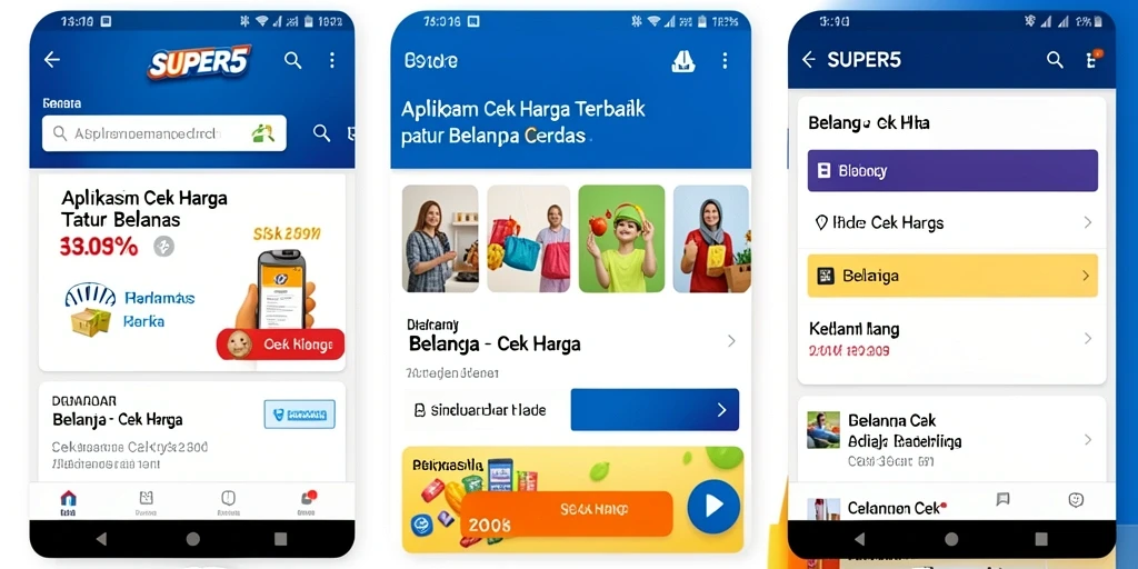 Tampilan antarmuka aplikasi Cek Harga SUPER5 yang sederhana dan fungsional.