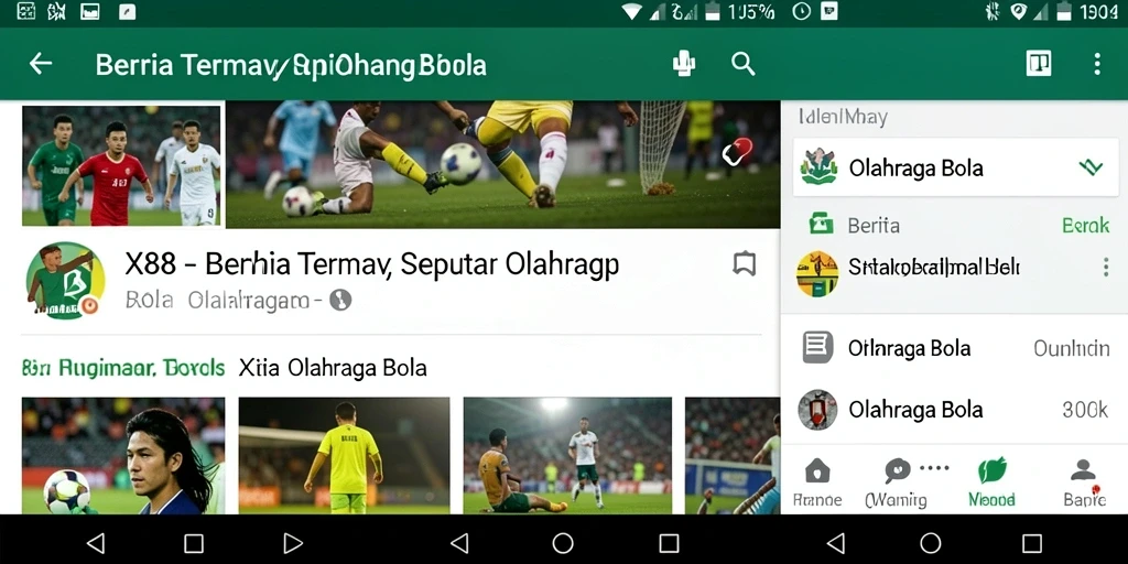 Antarmuka aplikasi X88 yang menampilkan berita olahraga bola terbaru.