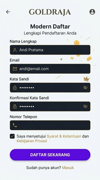 Panduan Registrasi Akun Goldraja untuk Pengguna Android